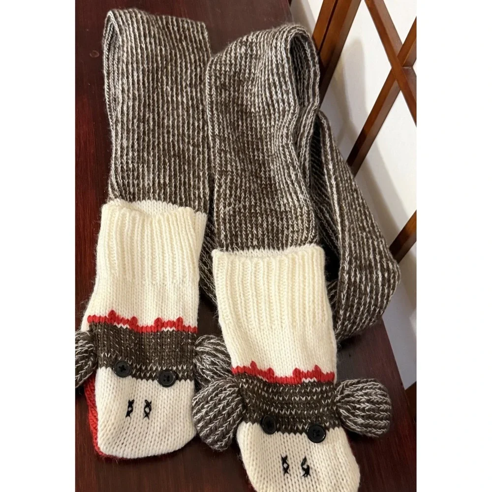 Scarf Monkey Sock With Hand Mitten Pockets Indie Sleaze Y2K Funky